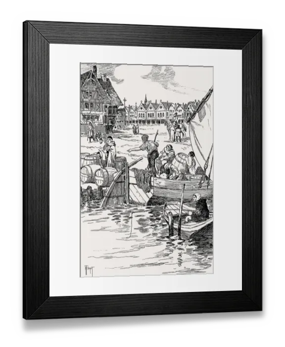 Framed Print : A boat loaded with wine, Place de Greve Framed Print : A boat loaded with wine, Place de Greve