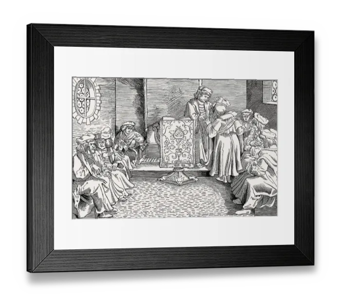 Framed Print : Consulting room of a doctor in the Middle Ages Framed Print : Consulting room of a doctor in the Middle Ages