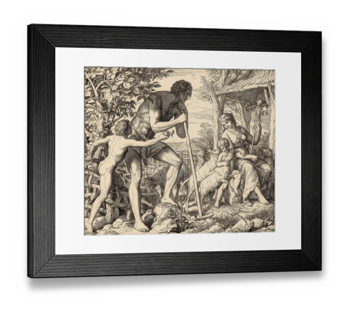 Framed Print : Adam, Eve, and Family, by Julius Schnorr von Carolsfeld