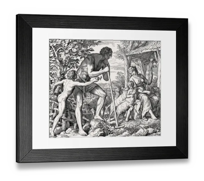 Framed Print : Adam, Eve, and Family, by Julius Schnorr von Carolsfeld