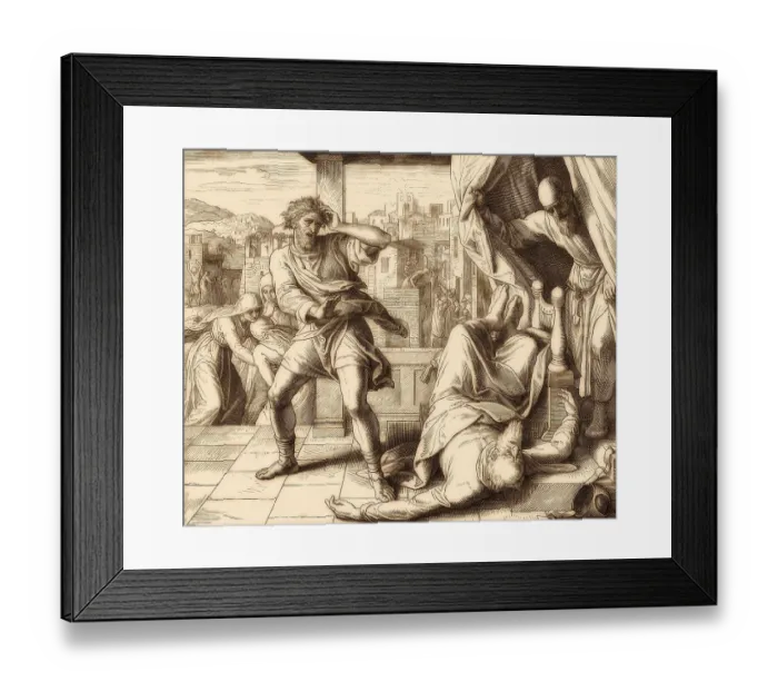Framed Print : Death of Eli, Old Testament, by Julius Schnorr von Carolsfeld