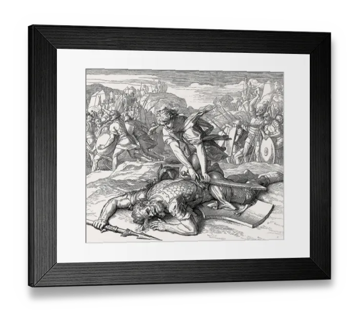 Framed Print : David killing the enemy champion Goliath Framed Print : David killing the enemy champion Goliath