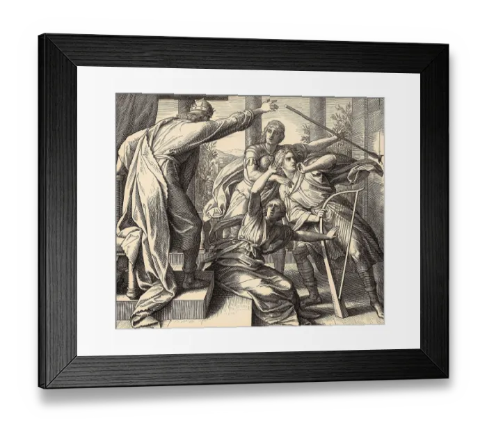Framed Print : Saul Attacks David, Old Testament Framed Print : Saul Attacks David, Old Testament