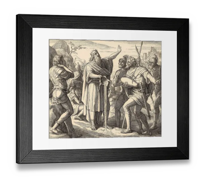 Framed Print : David pouring out the water, Old Testament