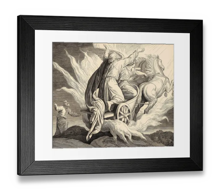 Framed Print : Prophet Elijah riding a flaming chariot across the sky Framed Print : Prophet Elijah riding a flaming chariot across the sky