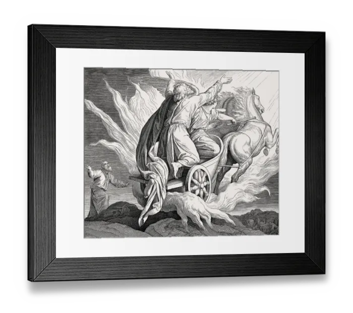 Framed Print : Prophet Elijah riding a flaming chariot across the sky