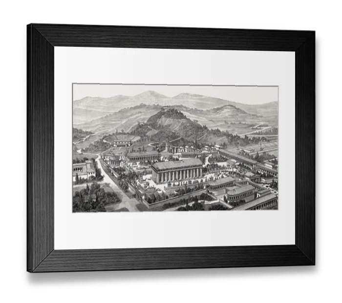 Framed Print : The reconstruction of Olympia in ancient Greece