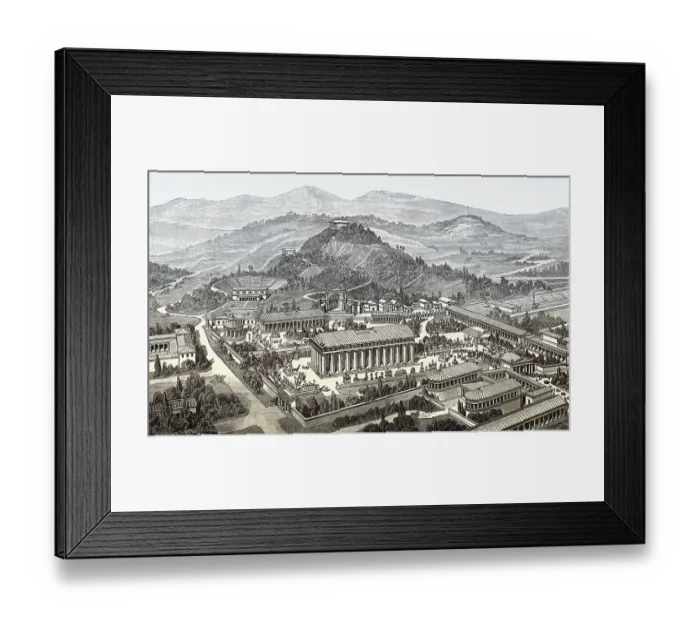 Framed Print : The reconstruction of Olympia in ancient Greece
