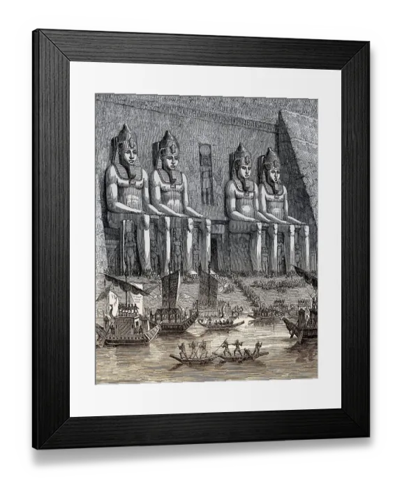 Framed Print : Ancient Egyptian ships, Abu Simbel temple