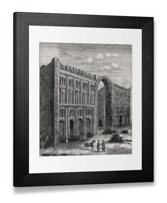 Framed Print : El-Kasr, palace of Babylon, drawing from the 19th century