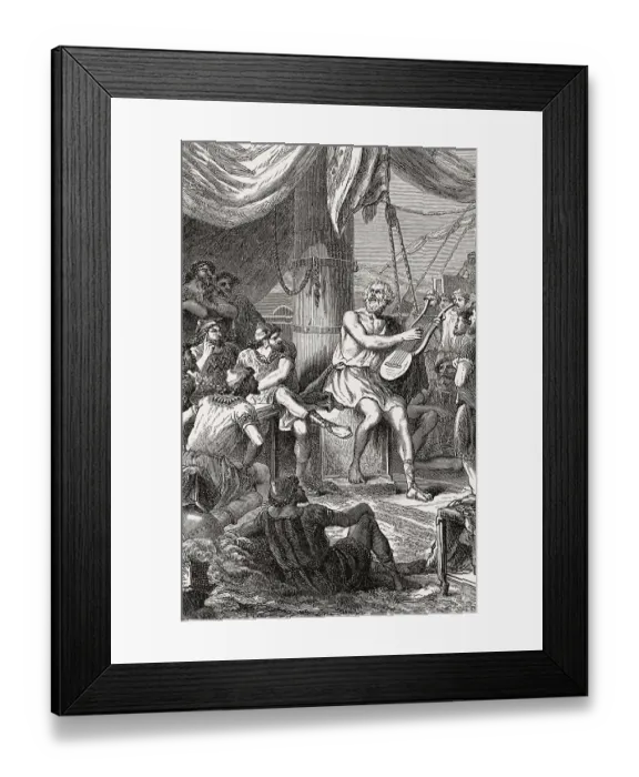 Framed Print : Homer Singing his poems for the People