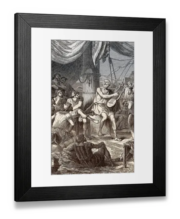 Framed Print : Homer Singing his poems for the People