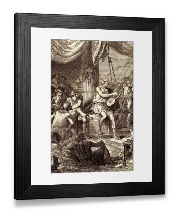 Framed Print : Homer Singing his poems for the People