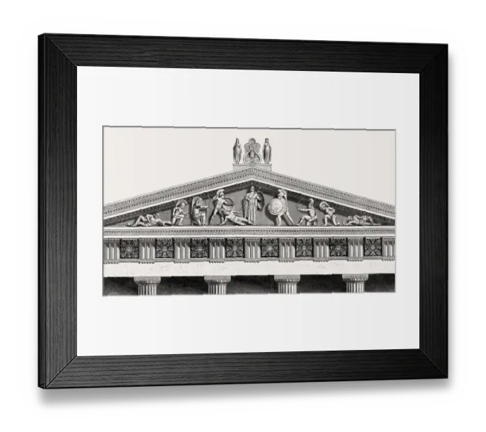 Framed Print : The Temple of Aphaia, reconstruction of the Western pediment Framed Print : The Temple of Aphaia, reconstruction of the Western pediment