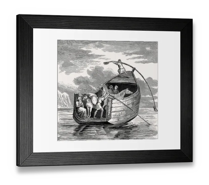 Framed Print : Ancient ferry on the Euphrates, Mesopotamia
