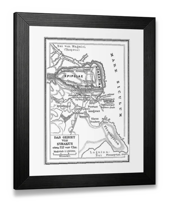 Framed Print : Map of Syracuse, 212 BC