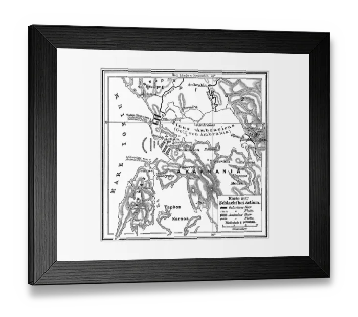 Framed Print : Map of the Battle of Actium on 2 September 31 BC Framed Print : Map of the Battle of Actium on 2 September 31 BC