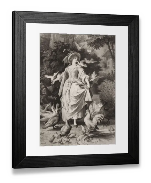 Framed Print : Lili feeding pigeons, Lili's Park Framed Print : Lili feeding pigeons, Lili's Park