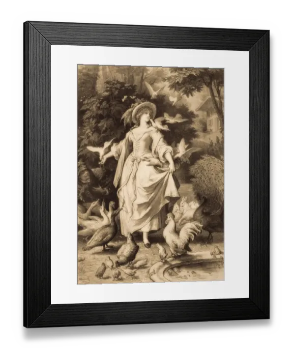 Framed Print : Lili feeding pigeons, Lili's Park