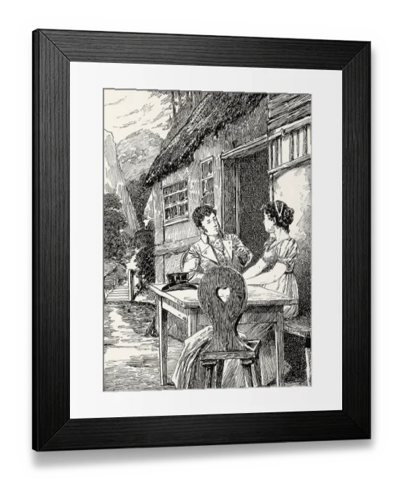 Framed Print : Eduard with Ottilie, scene from the novel Elective Affinities
