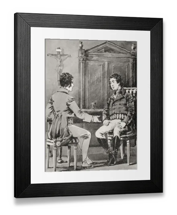 Framed Print : Eduard and the Mittler, scene from the novel Elective Affinities Framed Print : Eduard and the Mittler, scene from the novel Elective Affinities