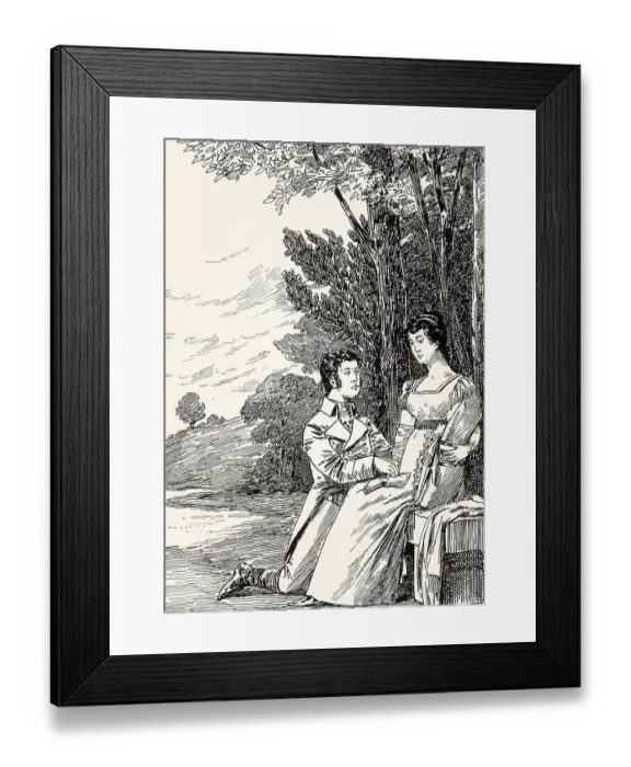 Framed Print : Ottilie with Eduard, scene from the novel Elective Affinities Framed Print : Ottilie with Eduard, scene from the novel Elective Affinities