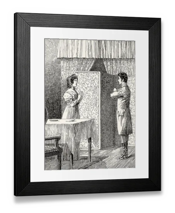 Framed Print : Ottilie with Eduard, scene from the novel Elective Affinities
