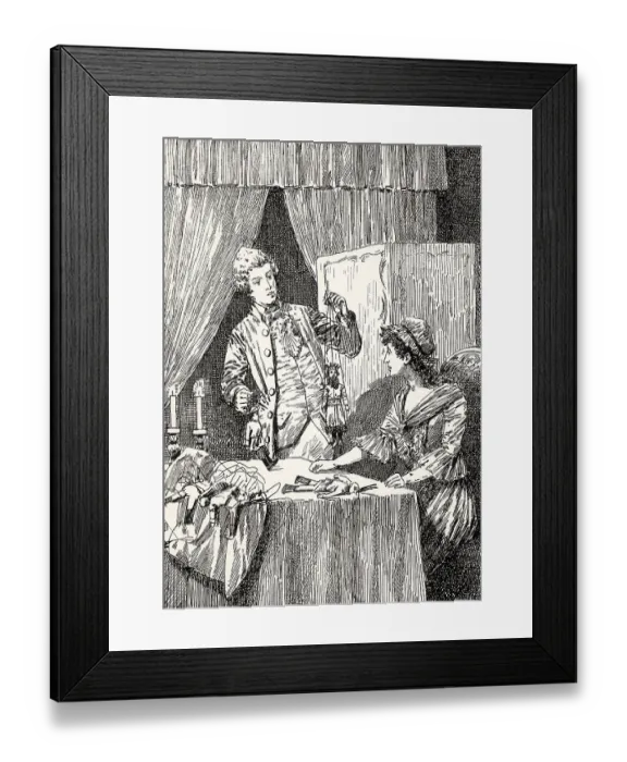 Framed Print : Wilhelm plays with his puppet theater