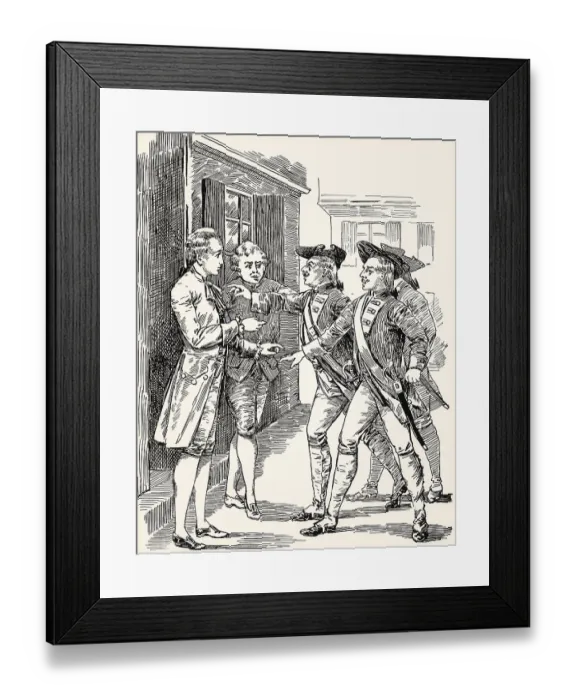 Framed Print : Wilhelm stops the guard, scene from the novel Wilhelm Meister's Apprenticeship Framed Print : Wilhelm stops the guard, scene from the novel Wilhelm Meister's Apprenticeship