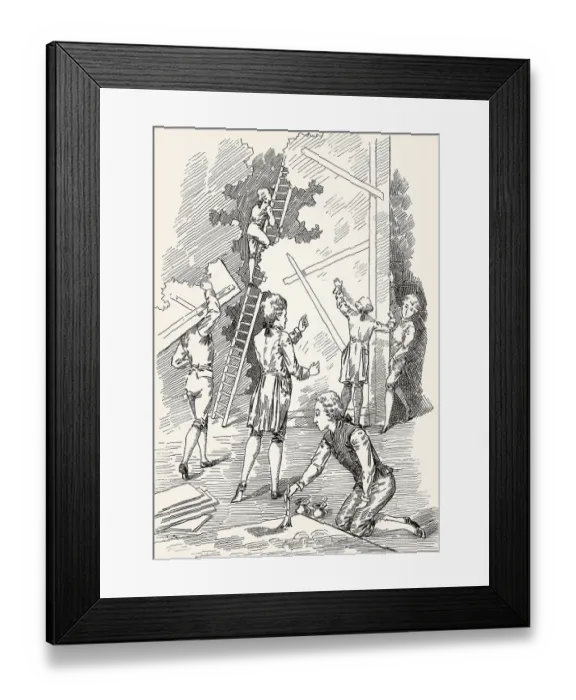 Framed Print : Theater sets are being built, scene from the novel Wilhelm Meister's Apprenticeship
