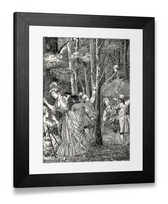 Framed Print : Assault on the actors, scene from the novel Wilhelm Meister's Apprenticeship