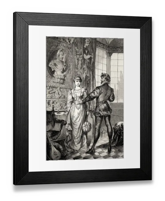 Framed Print : ACT II, SCENE I. the princess and Tasso