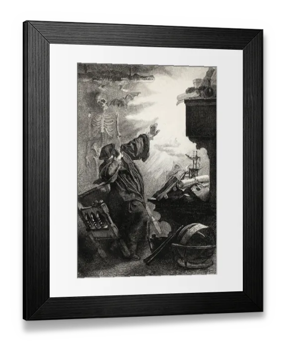 Framed Print : The spirit appearing to Faust, first part of the tragic play Faust by Johann Wolfgang von Goethe Framed Print : The spirit appearing to Faust, first part of the tragic play Faust by Johann Wolfgang von Goethe