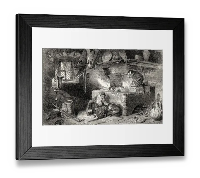 Framed Print : Witches Kitchen, first part of the tragic play Faust by Johann Wolfgang von Goethe Framed Print : Witches Kitchen, first part of the tragic play Faust by Johann Wolfgang von Goethe