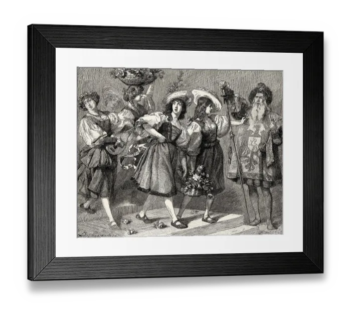 Framed Print : Garden-Girls of Florence, Florentine carnival