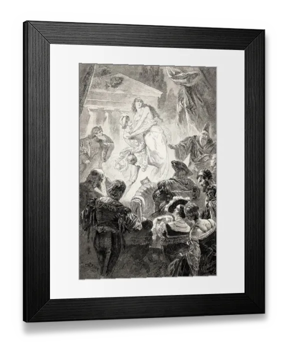 Framed Print : Helen and Paris, first act, Faust II