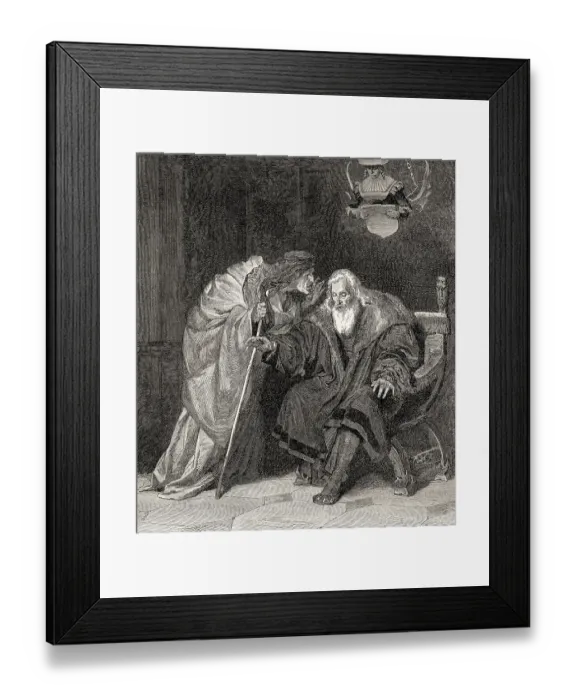 Framed Print : The personification of Care with blind Faust