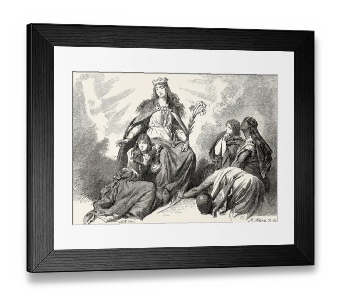 Framed Print : The virgin Mary, Gretchen and three biblical holy women plead for Faust's soul