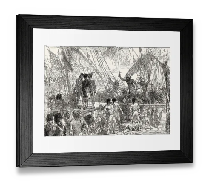 Framed Print : Maratha sailors boarding the East India Company ship Ranger Framed Print : Maratha sailors boarding the East India Company ship Ranger
