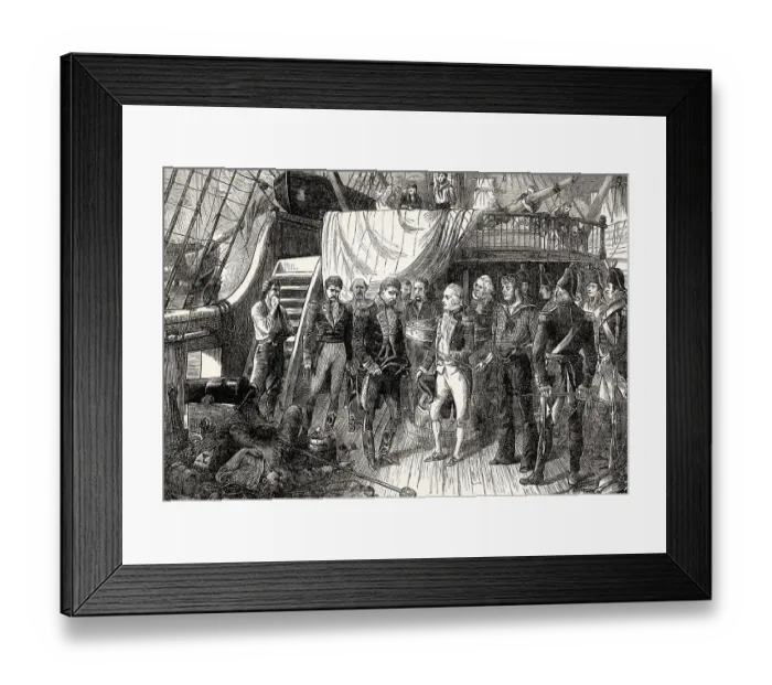 Framed Print : Admiral Horatio Nelson receiving the Spanish Admiral's sword