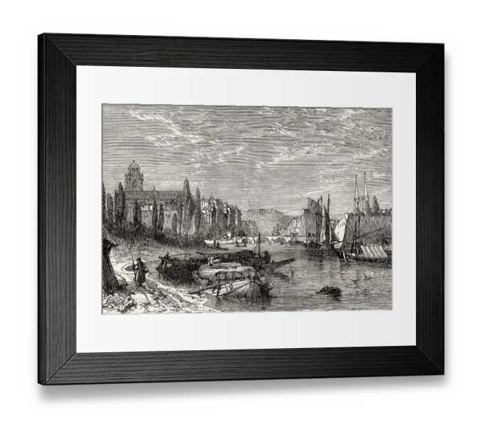 Framed Print : Historical view of Bayonne, early 19th century Framed Print : Historical view of Bayonne, early 19th century