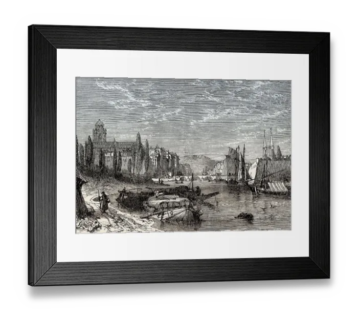 Framed Print : Historical view of Bayonne, early 19th century Framed Print : Historical view of Bayonne, early 19th century