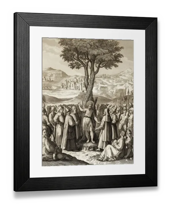 Framed Print : John the Baptist tells people about Jesus at the Jordan Framed Print : John the Baptist tells people about Jesus at the Jordan