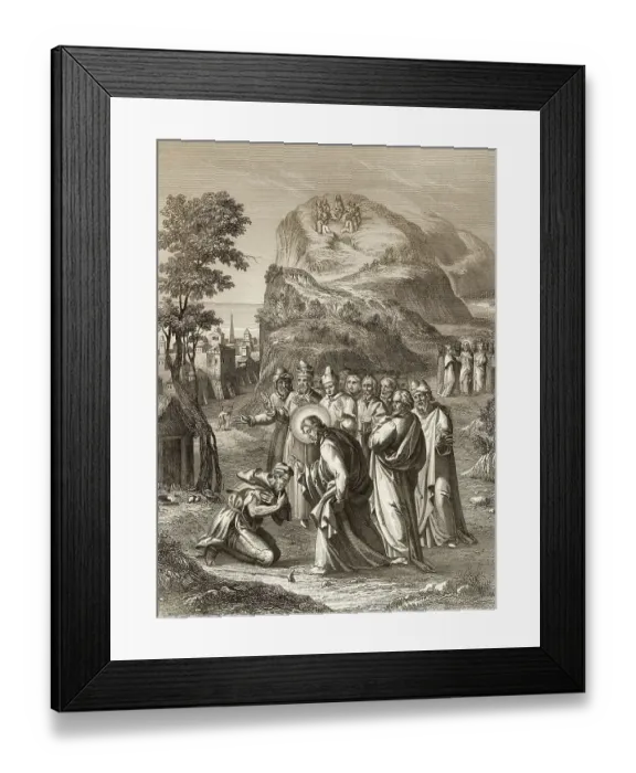 Framed Print : Jesus cleansing a leper, Miracle of Jesus