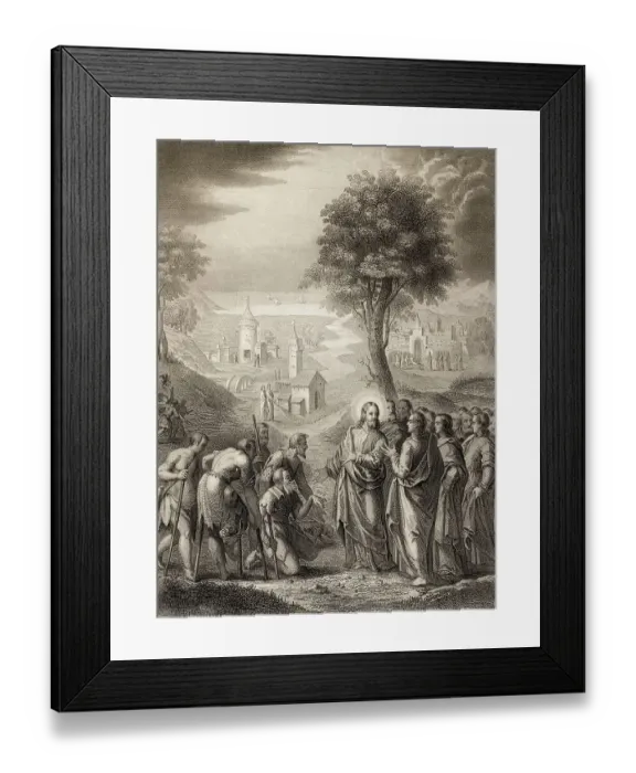 Framed Print : Jesus cleansing of ten lepers