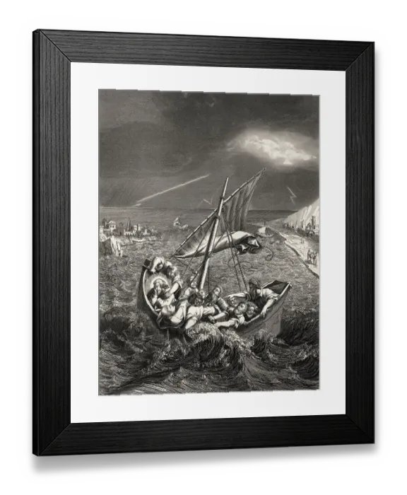 Framed Print : Jesus sleeps in boat during the storm Framed Print : Jesus sleeps in boat during the storm