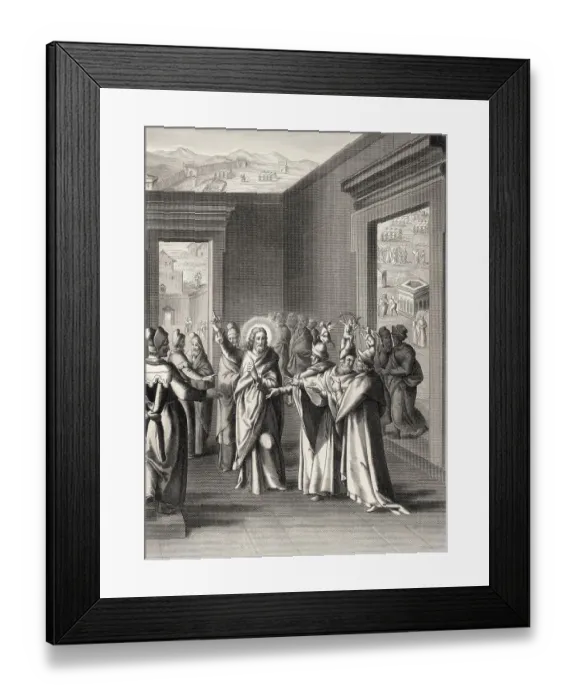 Framed Print : Jesus debate with the Pharisees after the Feast of Tabernacles