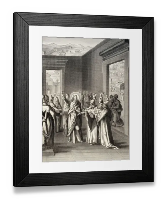Framed Print : Jesus debate with the Pharisees after the Feast of Tabernacles