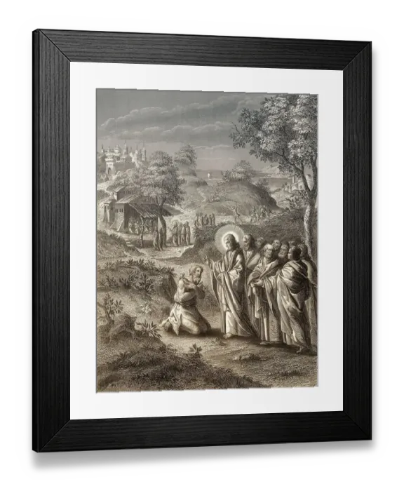 Framed Print : Jesus Christ cures 10 lepers, Steel engraving 1853 Framed Print : Jesus Christ cures 10 lepers, Steel engraving 1853