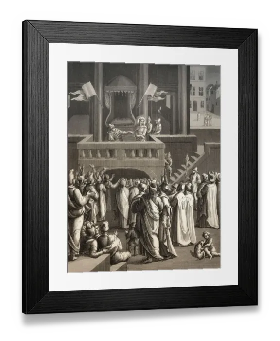 Framed Print : Pilate presenting a scourged Jesus to the people of Jerusalem Framed Print : Pilate presenting a scourged Jesus to the people of Jerusalem